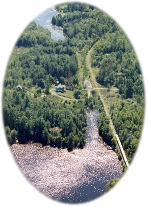 Aerial photograph of property and surrounding area